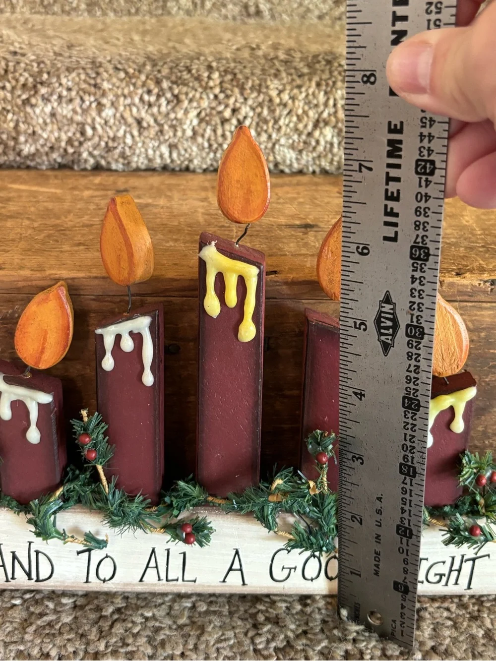 Wooden Holiday Candle Display - Red and Orange - 